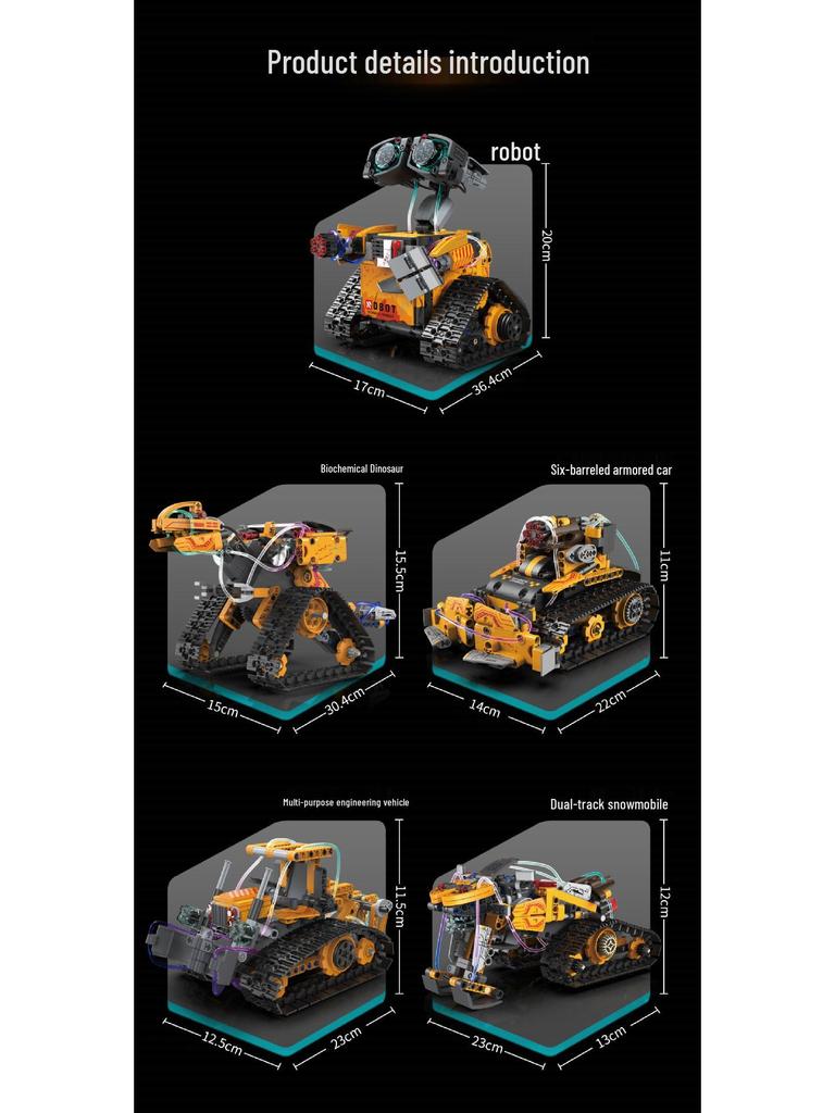 Fünf-in-Eins Programmierbarer Wall-E Roboter: Montagebausteine, Elektrische Wissenschaftliche Bildung, Fernbedienung, Kompatibel mit Lego