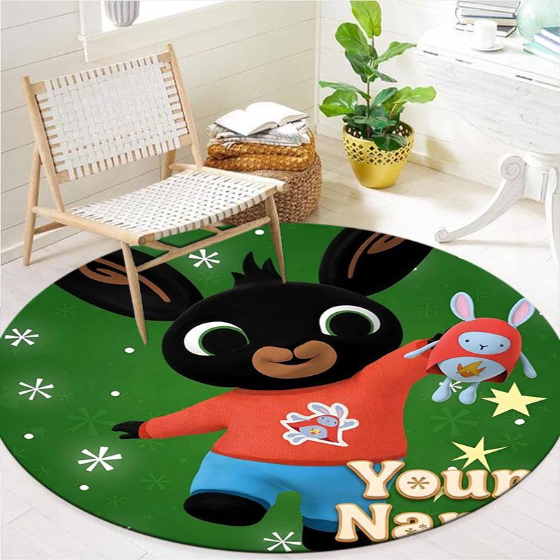 Bing Custom Name Round Area Rug,Carpet Rug for Living Room Bedroom Sofa Playroom Decor,Non-slip Floor Mat