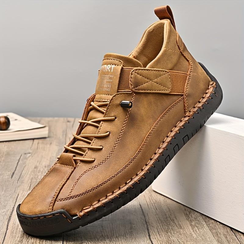 Men's Casual Leather Shoes,Ankle Boots Lightweight Loafers,Mid Top Walking Driving Shoes