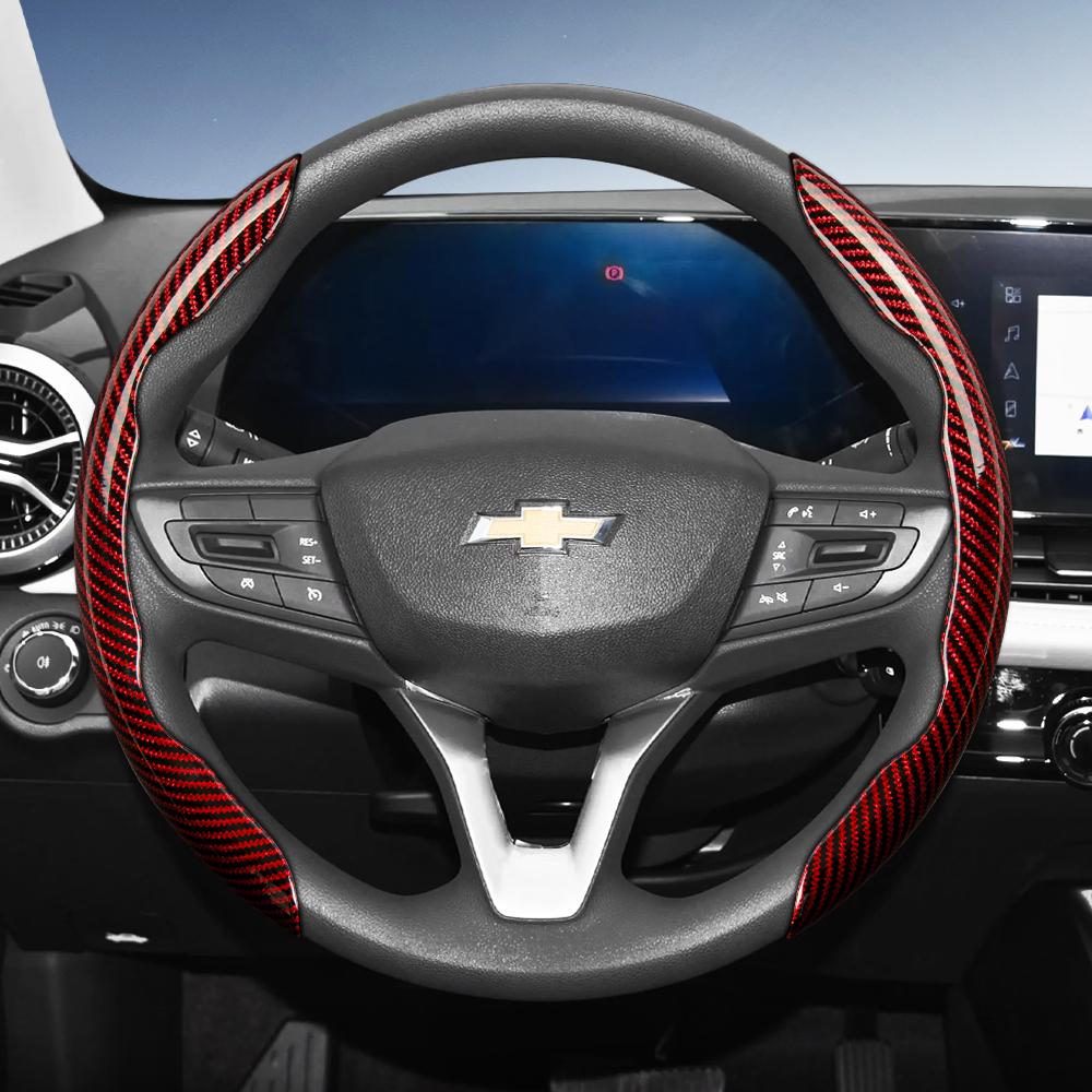 Suitable for Chevrolet Carbon Fiber Texture Steering Wheel Cover with Segmented Quick-Release Design, Durable, for Silverado, Equinox, Trax, Onix