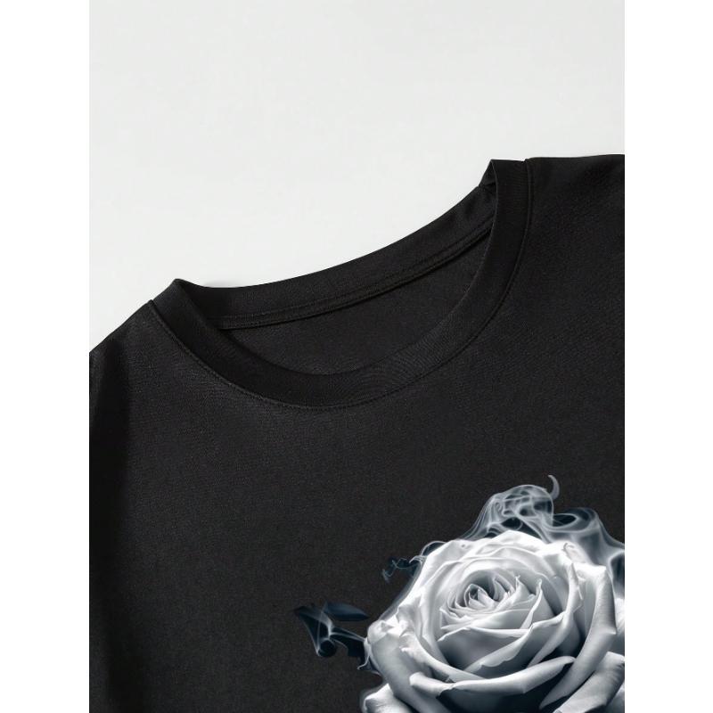 Manfinity Dauomo Herren T-Shirt mit Rosenprint und Rundhalsausschnitt