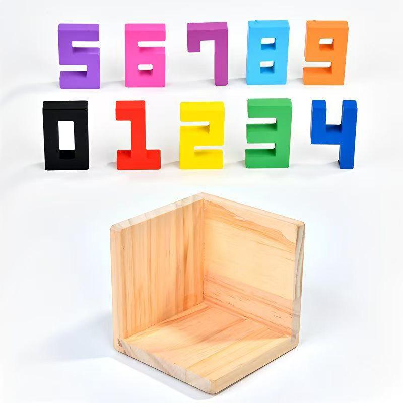 Wooden Number Building Blocks Math Logic Cube Brain Teaser Magic Puzzle Box Mind Games IQ Test for Kids Educational Gifts