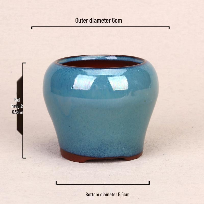 Ceramic Miniature Hand-Shaped Purple Clay Succulent Pot with Blue Glaze - Small Flower Pot for Balcony Seedlings