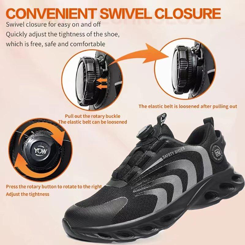 Rotary Buckle Men Safety Shoes Work Boots Safety Steel Toe Shoes Men Anti-Smash Anti-Puncture Work Sneakers Indestructible Shoes