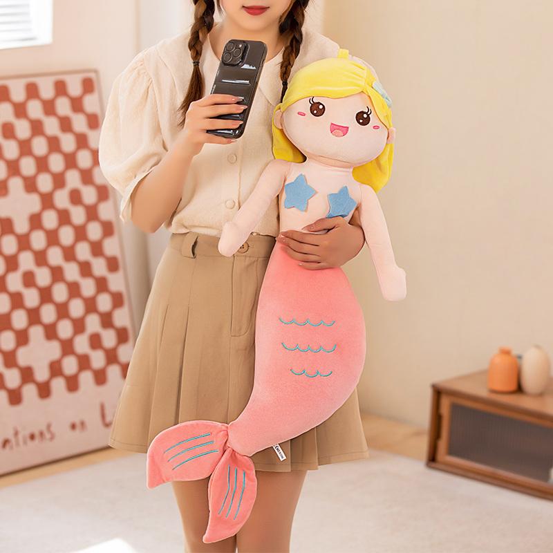 Cartoon Mermaid Doll Throw Pillow Cute Bed Plush Toy Princess Children's Day Girl Rag Doll Toy Gift Waist Child Gift
