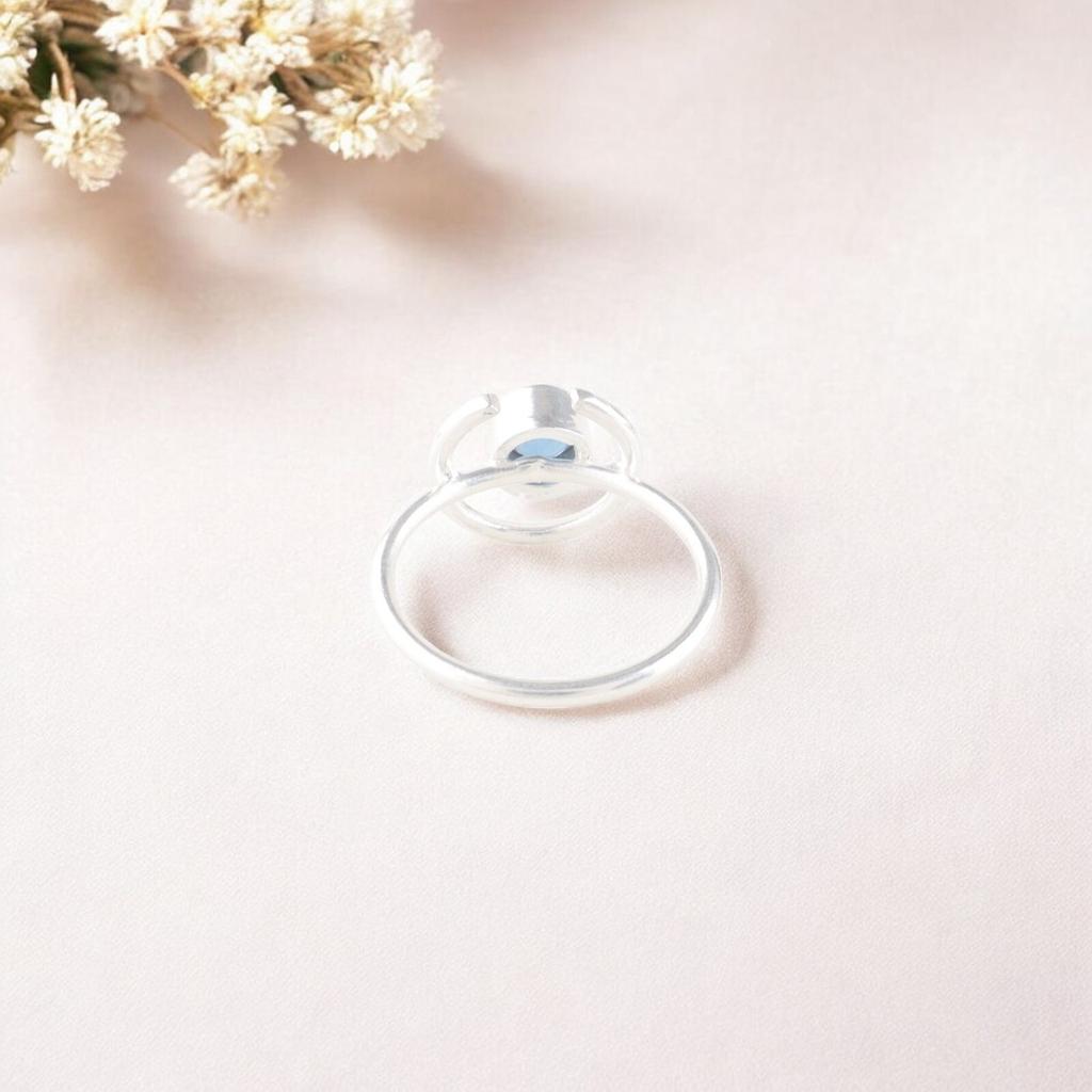 Natural London Blue Topaz Gemstone 925 Sterling Silver Handcrafted Ring Jewelry RR-54-1