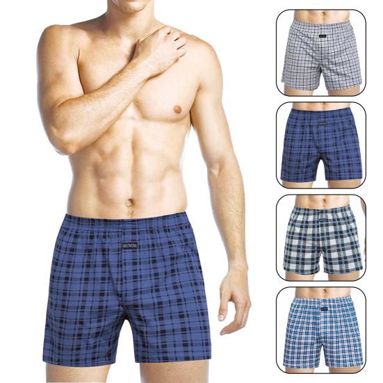 Men Panties Plaid Mid Waist Close Fit Stretch Hidden Button Super Soft Underpants