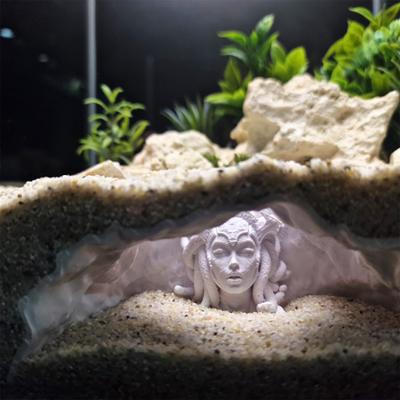 3D Printed Aquarium Cave Tunnel Hideout Natural Fish Shrimp Tank Ornament with Multi-Angle Viewing Holes Live Plant Aquarium Accessory