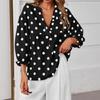 Blusa de Mujer con Lunares Mangas Abullonadas Corte Holgado