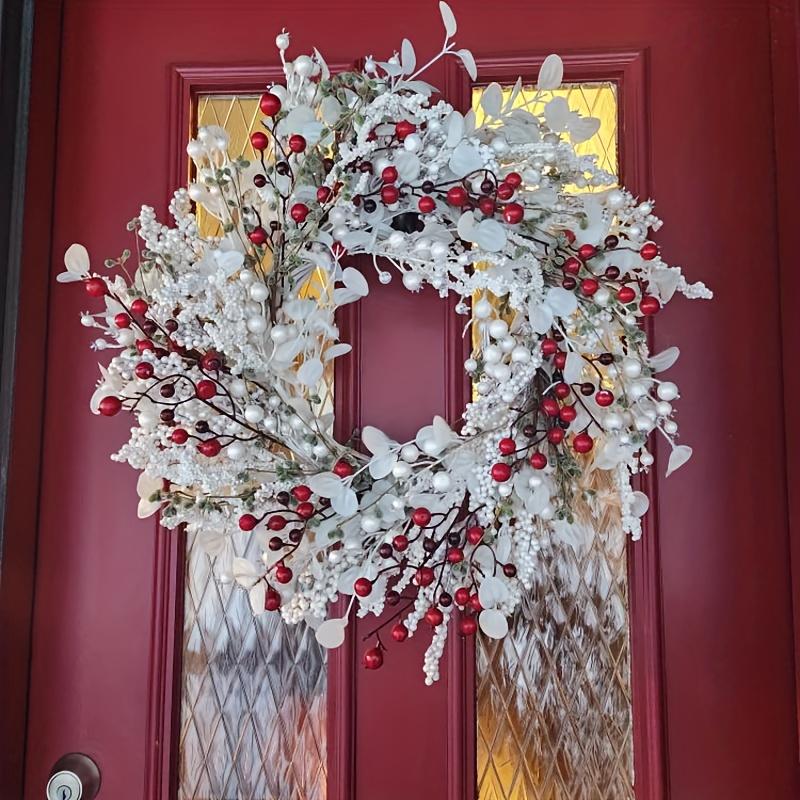 Spring Red Berry Christmas Wreath Winter Wreath Gift, Great Berry Wreath for Front Door, Farmhouse Outdoor Christmas and Winter