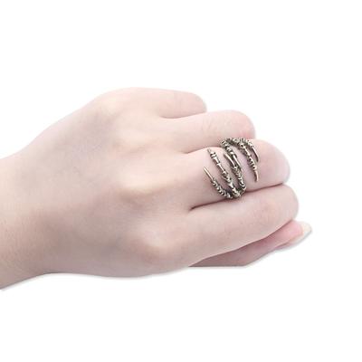 Retro Bronze Dyed Black Eagle Claw Open Ring Fashion Hot Selling Men's Dominant Party Ring