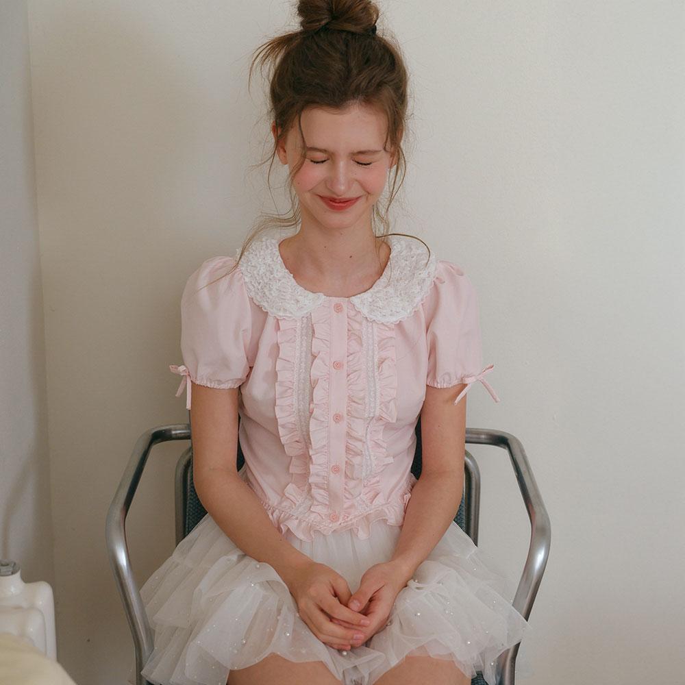 CEST MOIDEW Cest_Lace Collar Ruffle Blouse