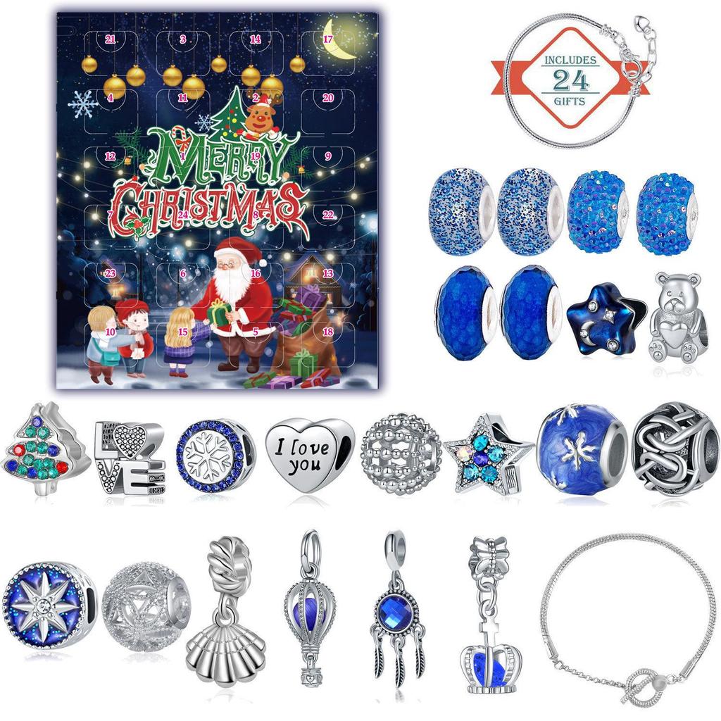 Maida Blue Series DIY Christmas Countdown Calendar Bracelet Gift Set - Dreamy Starry Sky Theme