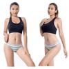 HINICE Ribbed Colorful Sporty Brazilian Striped Pack of 5 Women's T-Back Panties, Cotton, Panties, Print, (Size 3L)