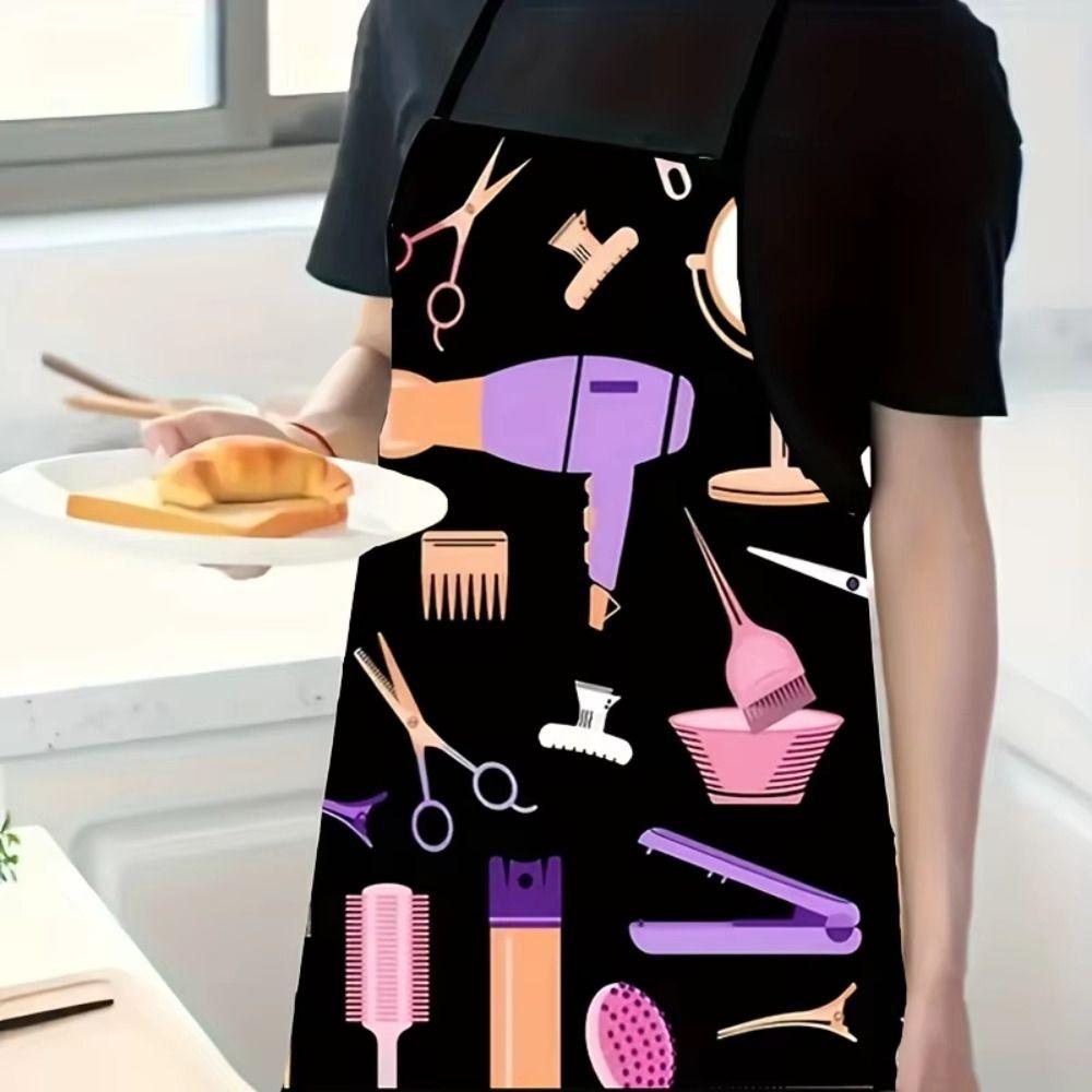 Funny Blow Dryer Pattern Hairdresser Apron Waterproof Oilproof Cooking Baking Apron Coffee Overalls Woman Men