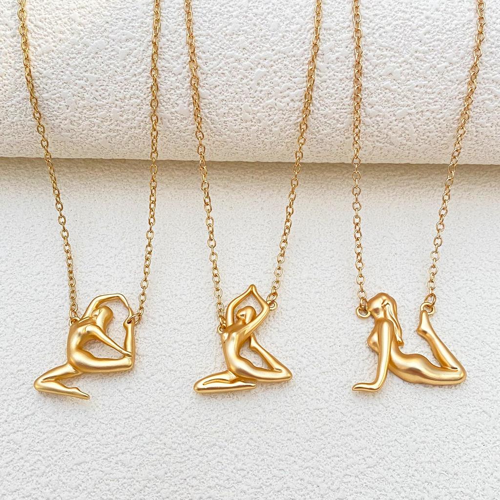 2025 Ins Creative New Yoga Cartoon Character Women Pendant Necklace Niche Personality Sports Wind Collarbone Chain