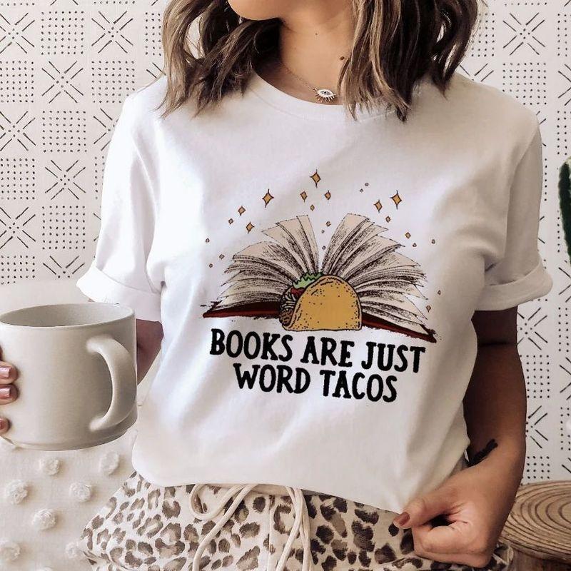 3D Book Printed Short Sleeve T-shirt 3D Book Print Round Neck Short Sleeve T-shirt