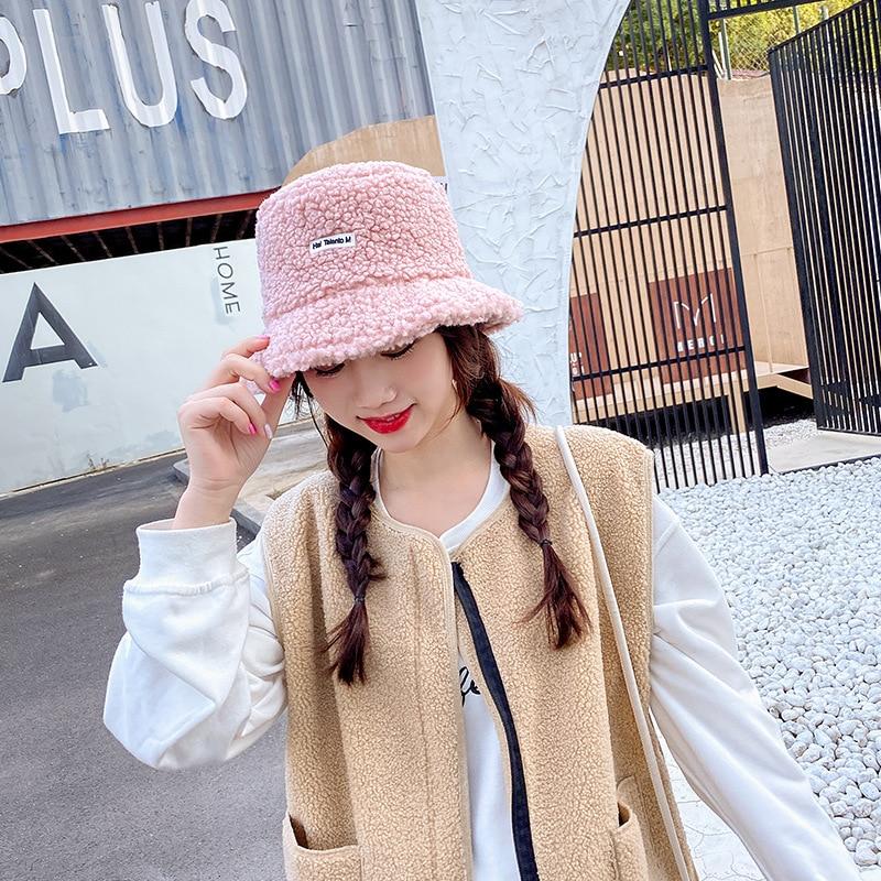 Jehněčí čepice z umělé kožešiny Bucket čepice Zimní teplé Teddy Velvet čepice pro ženy Lady Thicken Bob Panama Venkovní čepice Rybář