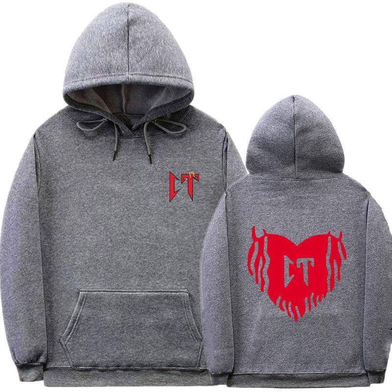 Ribbed bottom pendulum fashion printed sweatshirt loose hoodie autumn and winter men's and women's casual sports sweater top jacket