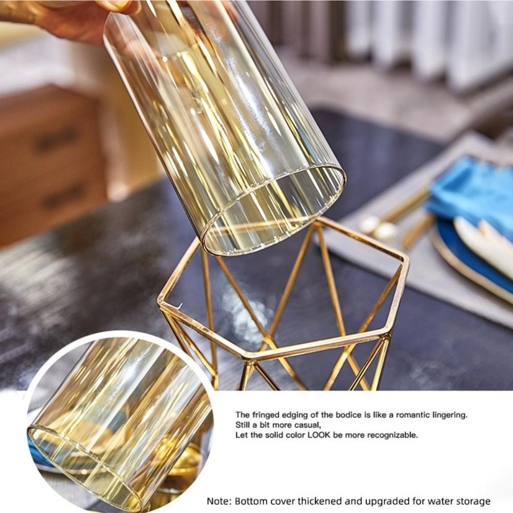 Nordic Metal Flower Vase Glass Flower Arrangement Candle Holder Hydroponic Vase For Living Room Bedroom