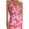 VEZFAA Women's Fashion Summer Spring Flower Pattern Print Sleeveless Oblique Collar High Waist Casual Dresses