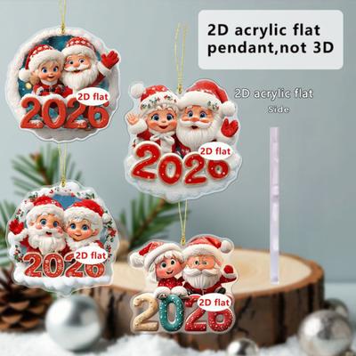 Vánoční ozdoba 2026 Kreslený Santa Claus Sněhulák Sob 2D Akrylová Ozdoba na Vánoční stromek