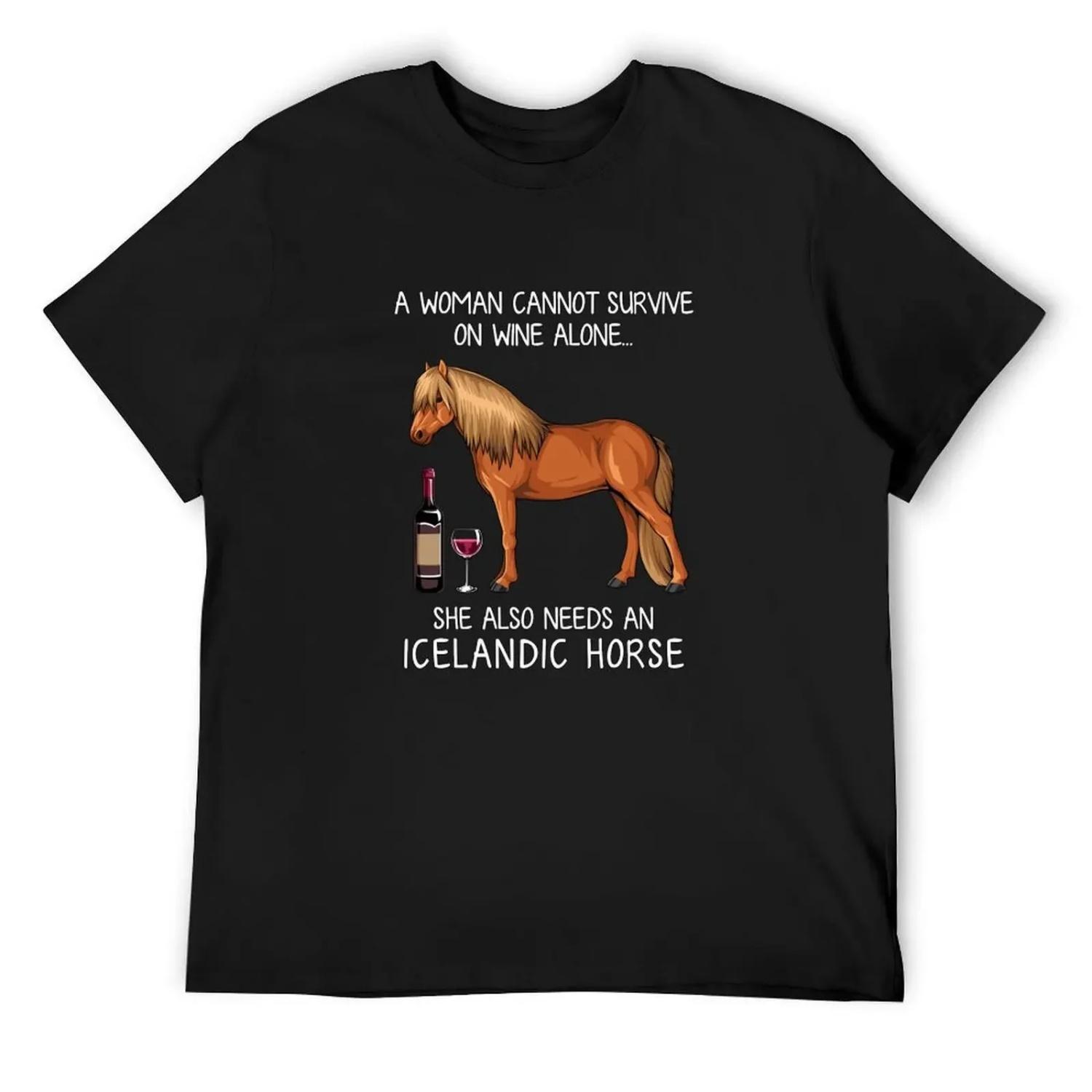 Icelandic Horse horse and wine funny horse T-Shirt vintage clothes Personalized t-shirt kawaii clothes designer t shirt men S