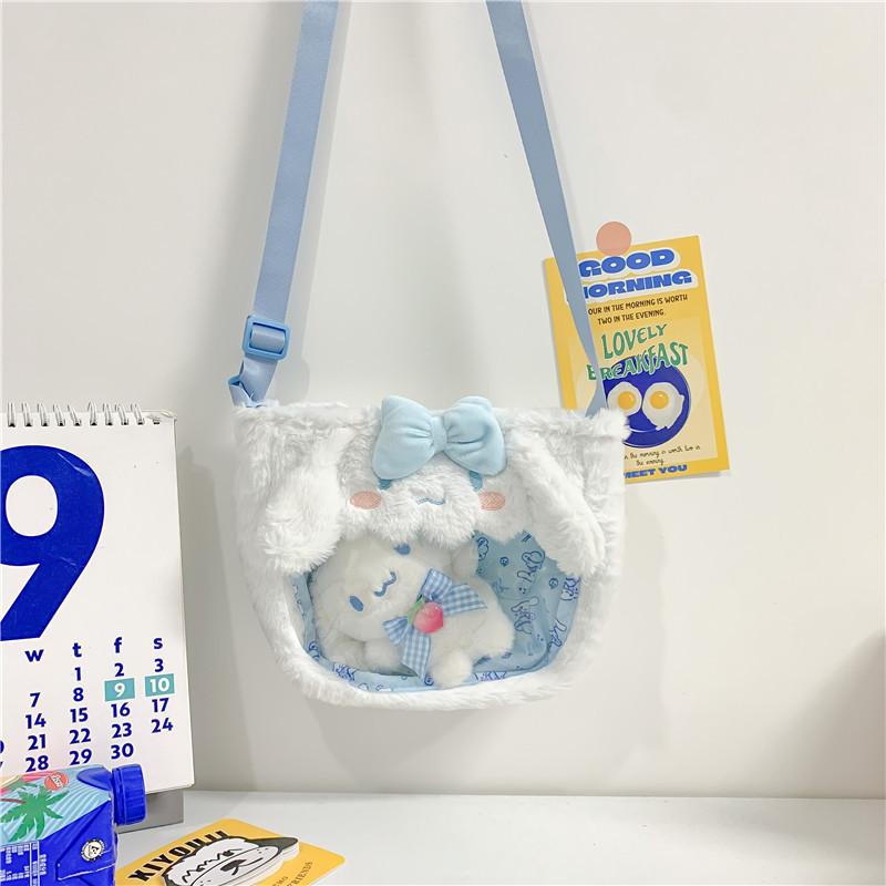 

Cute Transparent Pvc Bag Cartoon Puppy Rabbit Doll Crossbody Bag Creative Shoulder Bag Storage Handbag Fun Gift Without dolls