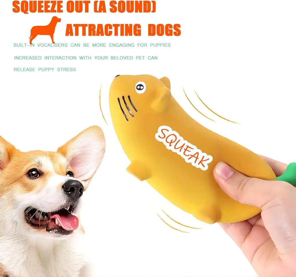 Dog Squeaky Chew Toys Durable Banana Shape Pet Puppy Chewing Toy Suitable for Small Medium Dogs Training and Entertaining