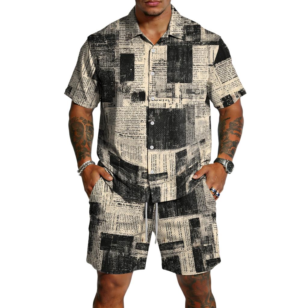 Men's Casual Lightweight Breathable Short-Sleeve Shirt And Shorts Set