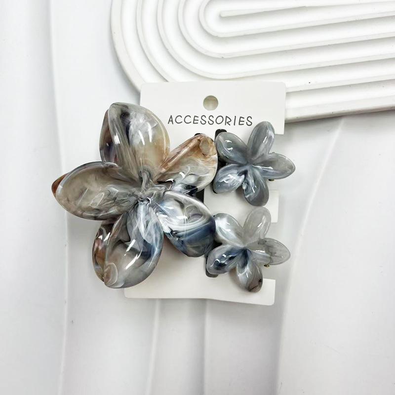 

3Pcs/Set Sweet Flower Colroful Gradient Hair Claws Ponytail Cip Clamp Barrettes Hairpins for Women Girl Beach Hair Accessories