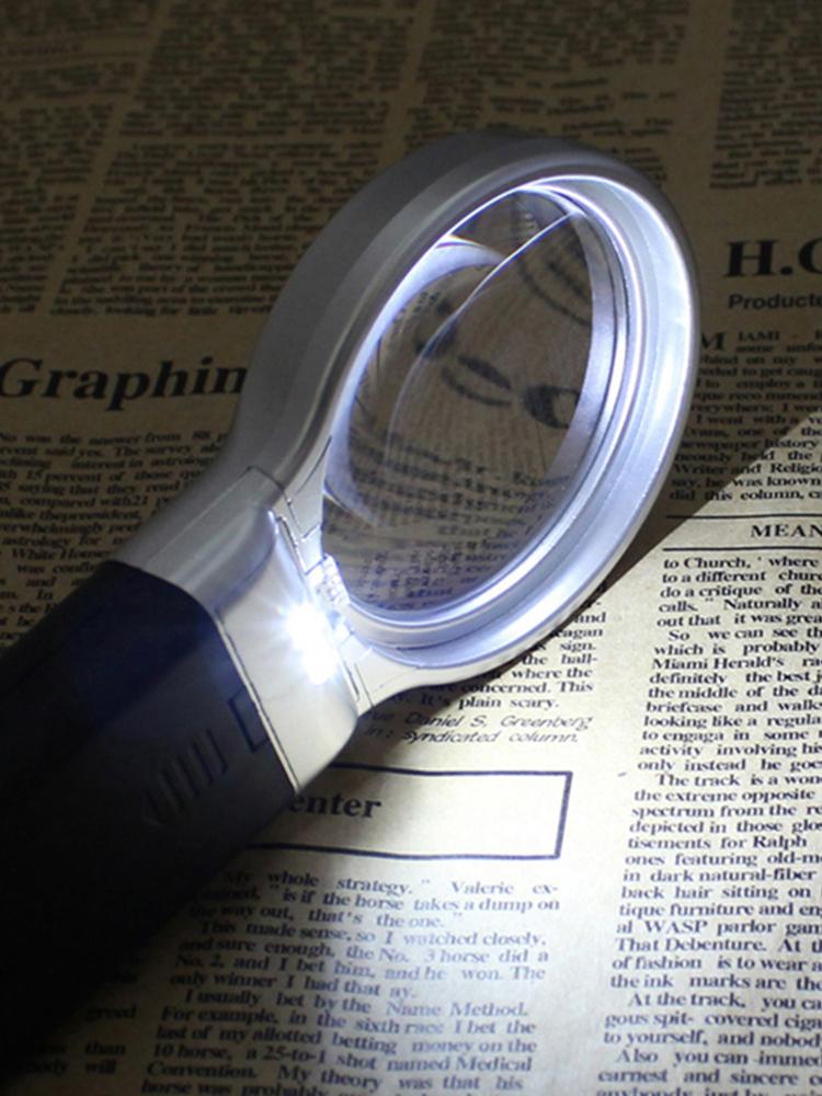 Lente d'ingrandimento pieghevole 3X Lente d'ingrandimento da lettura Portatile Portatile Lente d'ingrandimento illuminata con 2 luci LED per la lettura di giornali