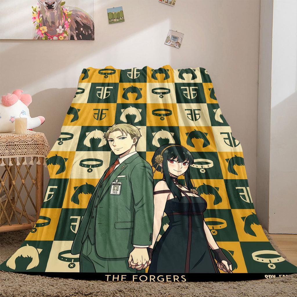 SpyxFamily Stilvolle 2D Cartoon Flanelldecke, Moderner Druck für Schlafzimmer, Bequeme Sofa-Reisedecke_LIAN