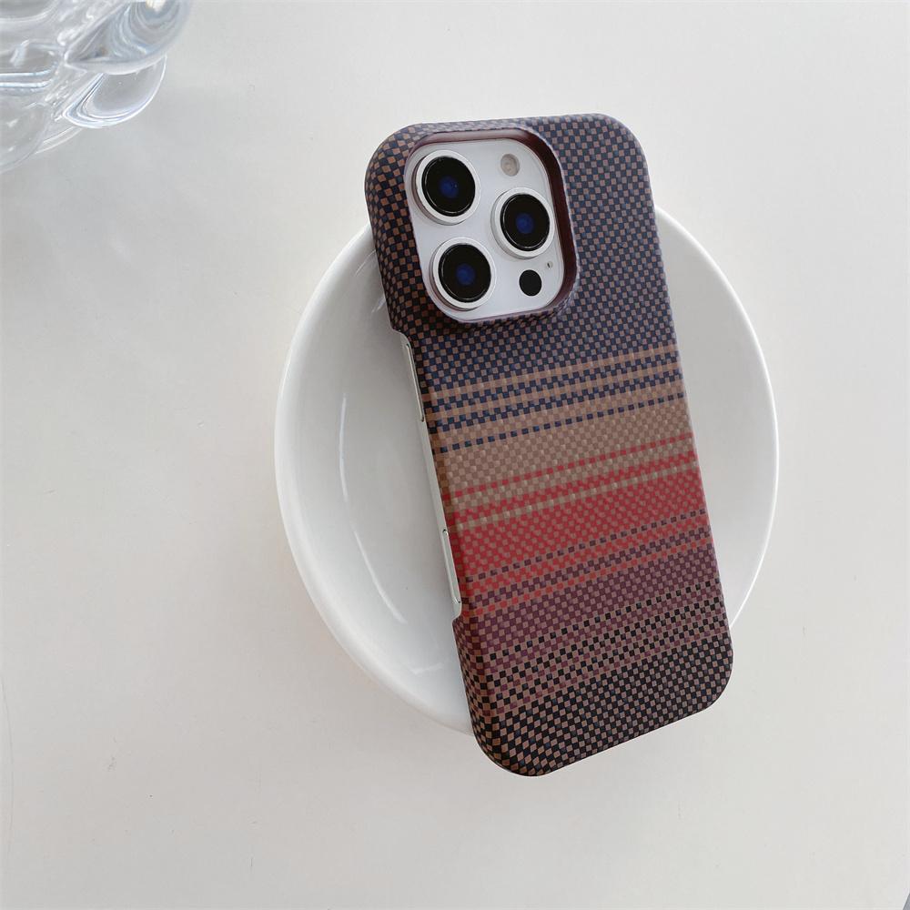 For IPhone 17 Air 16 Plus 15 14 13 Pro Max Kevlar Pattern Phone Case Carbon Fiber Leather Borderless Protective Cover