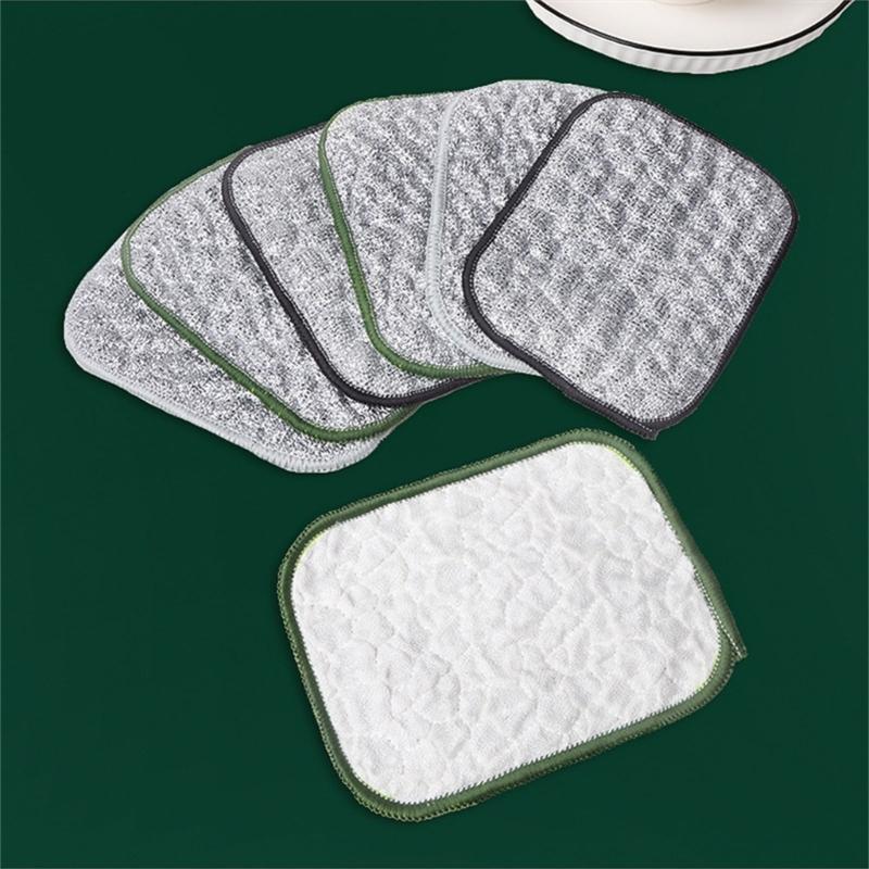 10PCS Reusable Dish Cleaning Cloth AntiScratch Oil Resistant Double Sided Scrubber for Kitchen Utensil Cookware