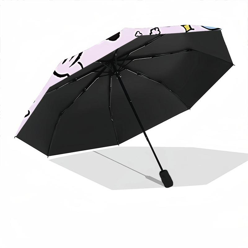 1pc BT21 Characters Automatic Folding Cute Umbrella - Compact 8-Rib Design, Durable Plastic & Iron, Perfect Gift for Friends & Family, Outdoor Umbrell
