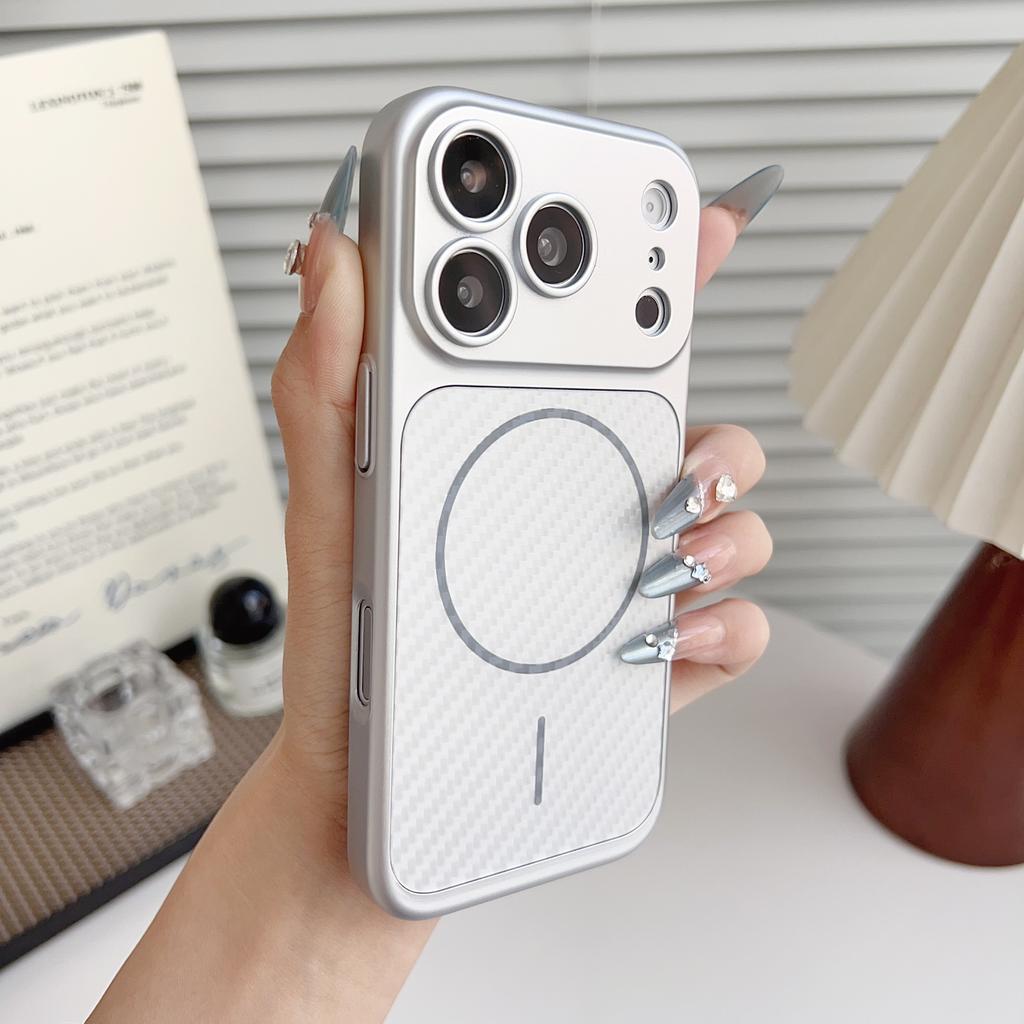 Carbon Fiber Case For iPhone 17 16 15 14 13 Pro Max Phone MagSafe Magnetic Camera Lens Protective Shell Hard PC Cover Become i17