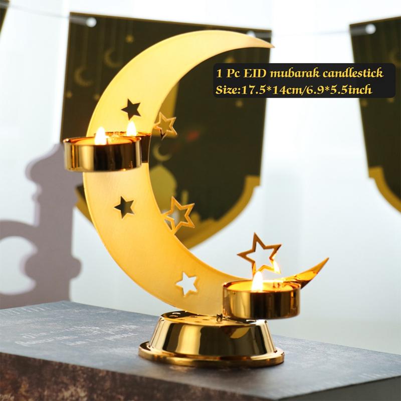 Candlestick EID Mubarak Ramadan Decoration For Home Eid Mubarak Islamic Muslim Party Supplies Ramadan Kareem Eid Al Adha Decor