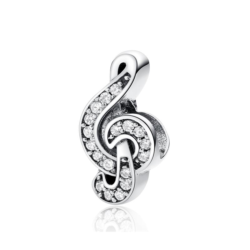 Original 925 Sterling copper Charm Bead Love Music Note Piano Pendant Charms Fit Brand Bracelets Necklaces Women Diy Zircon