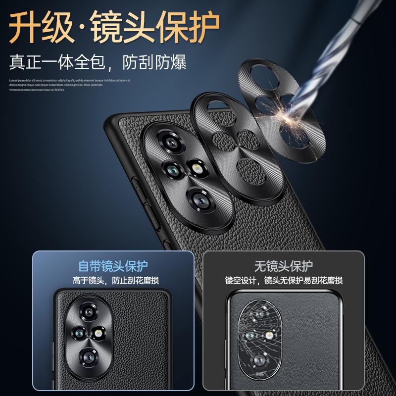 For Honor 200 100 90 80 70 60 Pro Litch Style Genuine Leather Case CD Pattern Full Camera Lens Protection Matte Soft TPU Cover