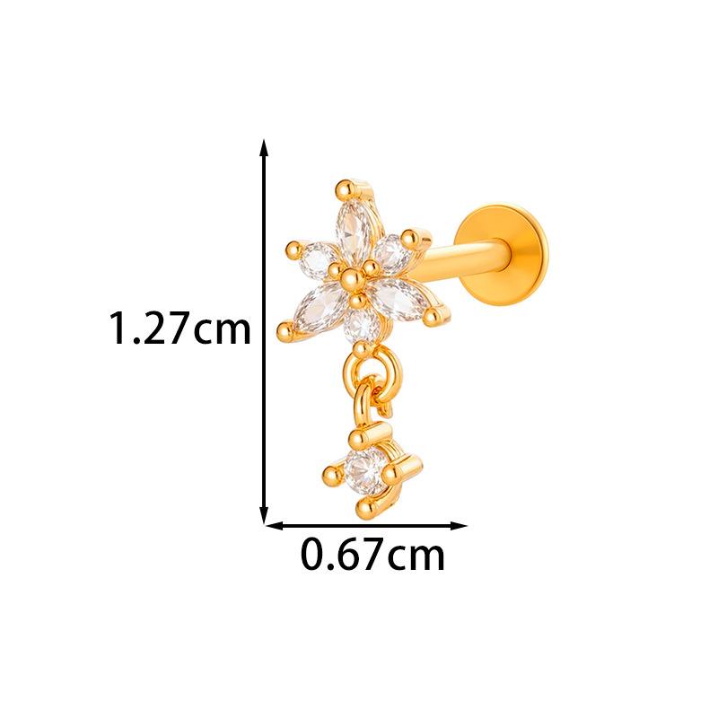 Zircon Set F136 Titanium Internal Thread Lip Labret Stud Ear Cartilage Piercing Jewelry