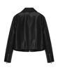 Leftseoul Synthetic Leather Washed Crop Jacket [Black]