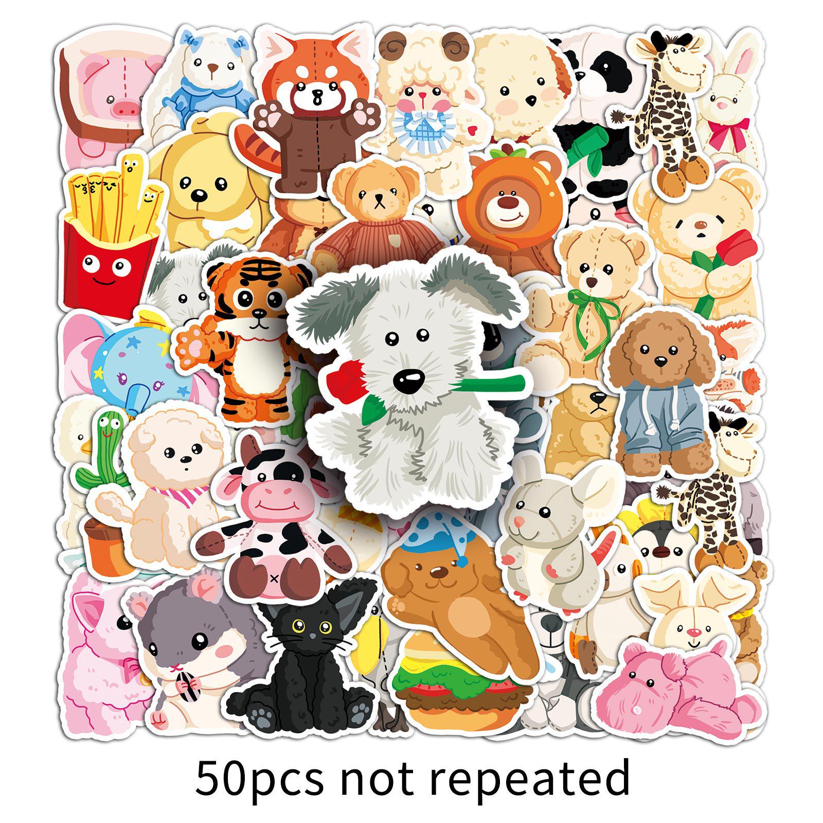 50PCS Cartoon Plush Toy Graffiti Stickers for Decorative Suitcases