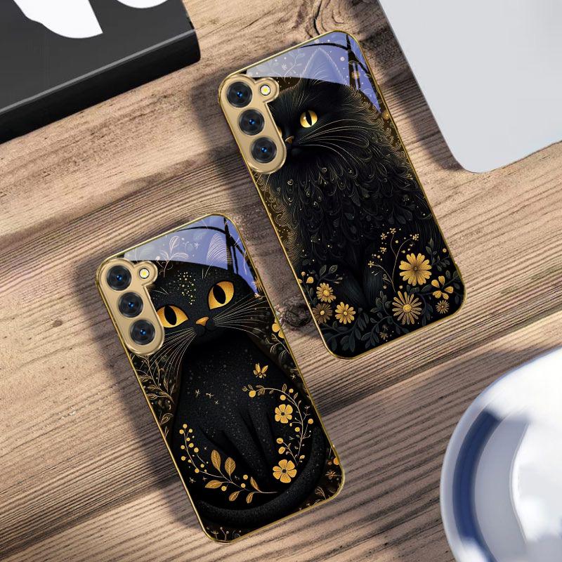 Runde und leuchtende Augen Für Samsung Galaxy S20 FE S21 S22 S23 Plus S24 Ultra 25Ultra S21+ S9+ S22Plus Handyhülle aus goldenem Glas