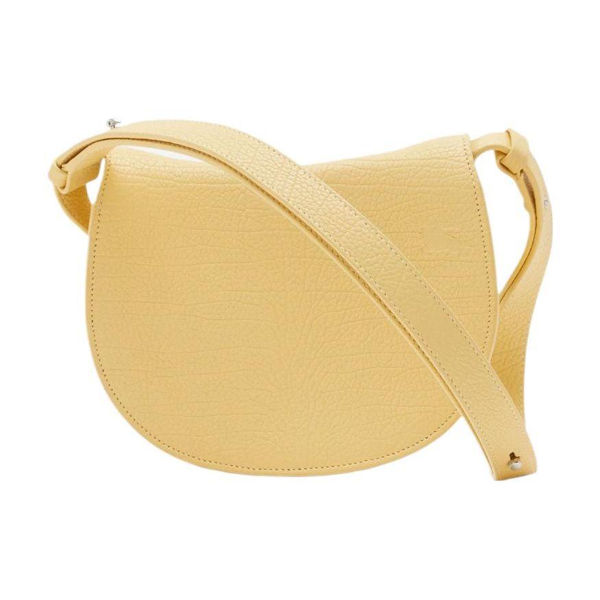 Burberry Rocking Horse Logo Embossed Flap Closure Calfskin Saddle Bag Women Handbags Daffodil-Yellow 80811631