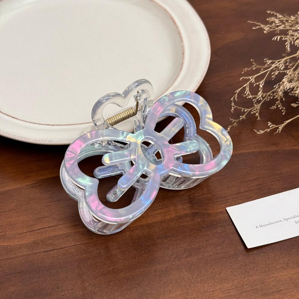 

Colorful Korean Style Bow Hair Clip Claws Multi-Color Cute Gradient Flower Clips Matte Texture Hollow Shark Hair Claw Women синий