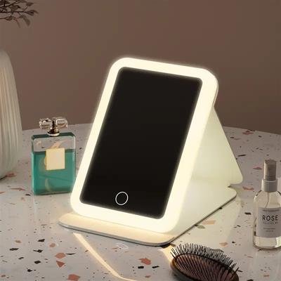 Espejo de Maquillaje Espejo de Maquillaje Plegable 1 Pieza Espejo LED Portátil con Luz de Anillo Luz Tricolor Espejo de Maquillaje Autoestable