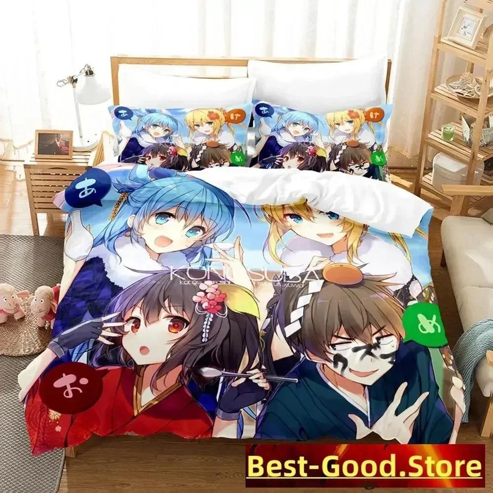 

KonoSuba Bedding Set Duvet Cover Sheet Printed Bed Set Pillowcase Bed Full Queen King Size Comforter Bedroom 135x200cm