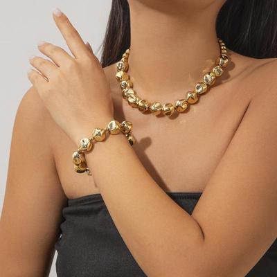 European & American Geometric Irregular Beaded Necklace Set: Light Luxury Clavicle Chain