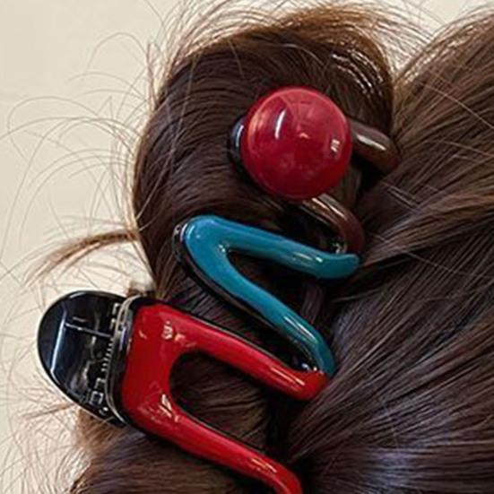 Hair Claw Cartoon Bear Cat Biscuit Design No Pressure Strong Grip Hair Clip Large Size Back Head Shark Clip Hair Accessory